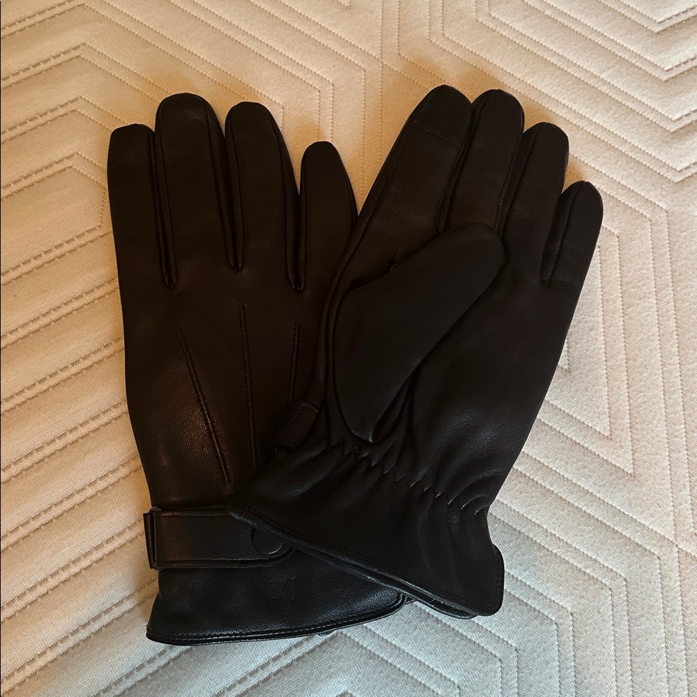 ROYCE Touchscreen Leather Mens Gloves with 100% Cashmere Lining. Size L.